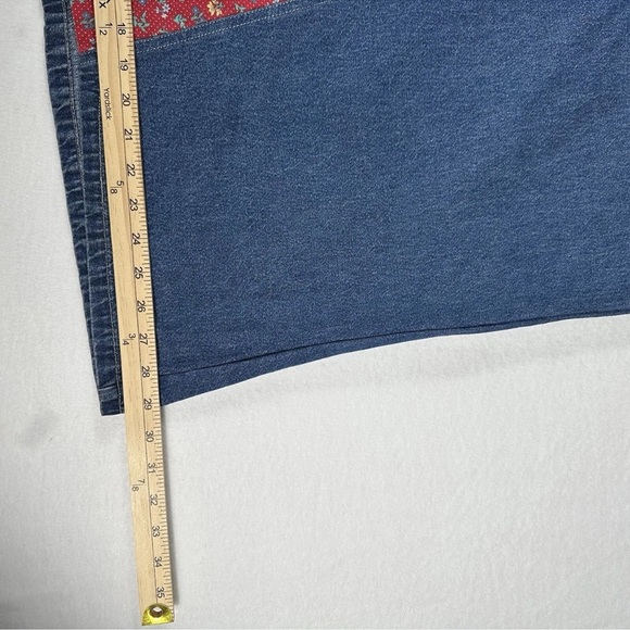 Carolina Blues Womens Maxi Skirt 20w Denim Romantic Floral Slit Pockets Plus Sz - Picture 9 of 12